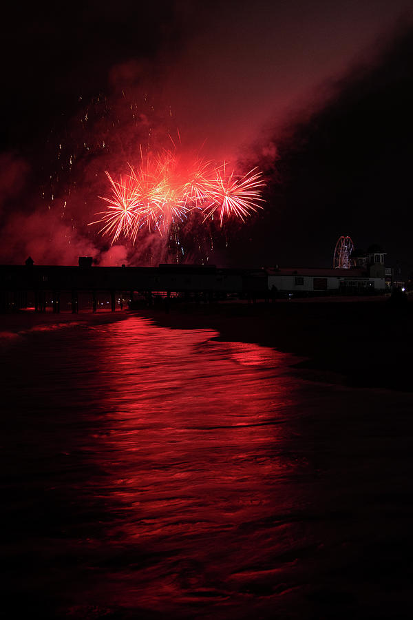 Old Orchard Beach Fireworks3 Photograph by Jennifer Egan