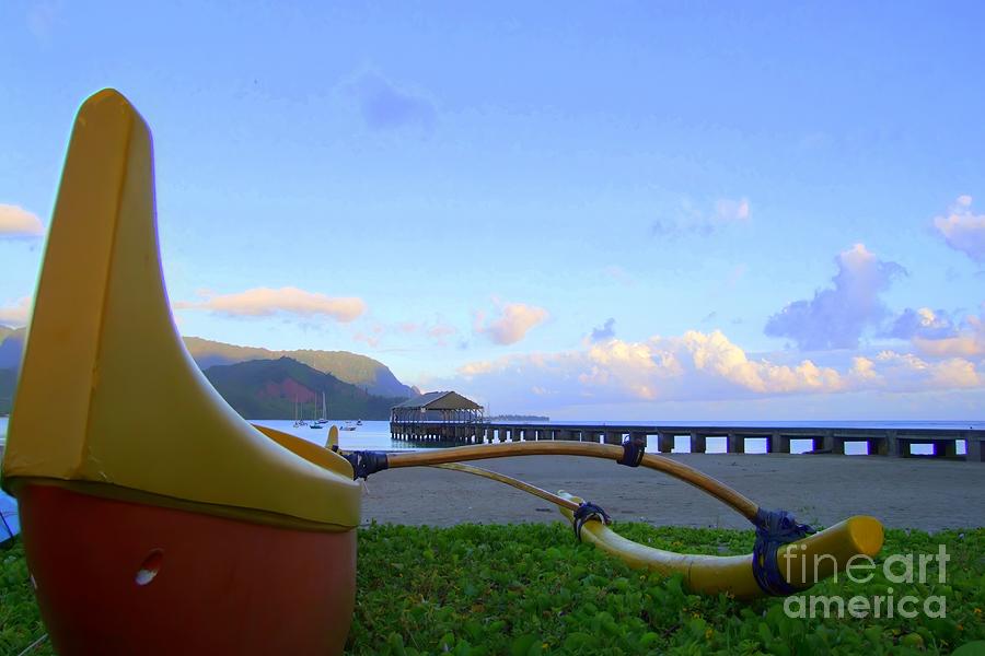Old Outrigger at Hanalei Pier Photograph by Mary Deal
