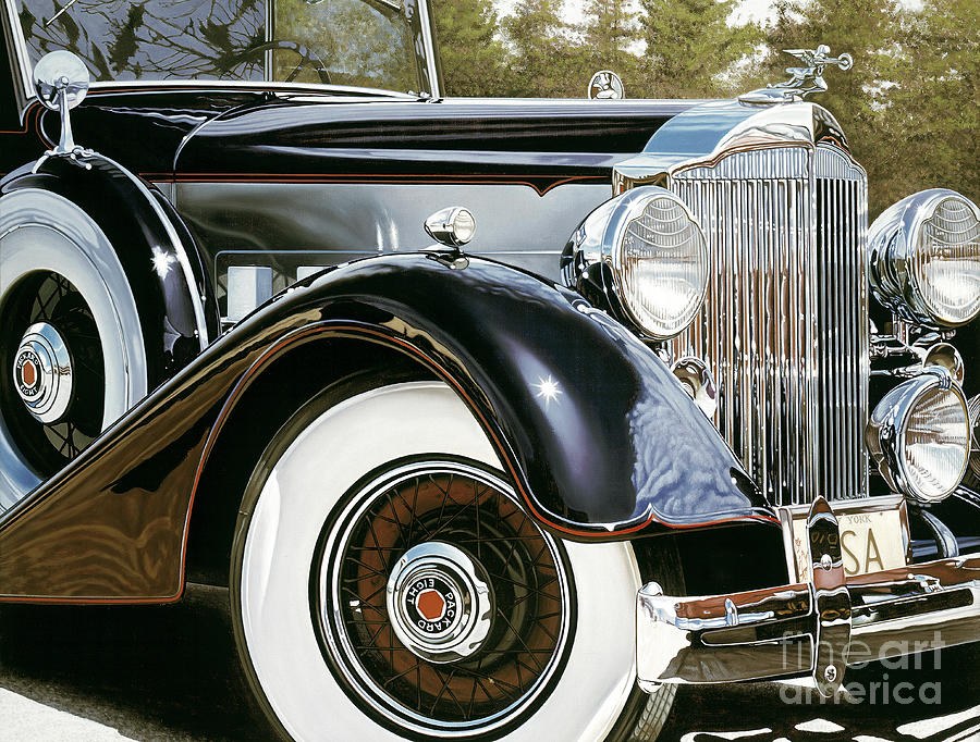 Vintage Cars Painting - Old Packard by Joseph Michetti