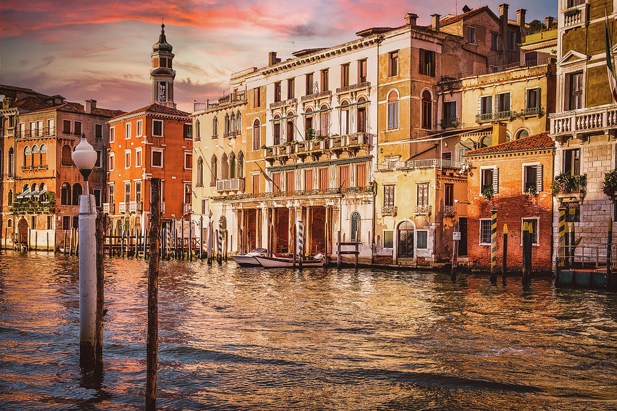 Old palaces next to the Grand Canal in Venice Photograph by Karel Miragaya
