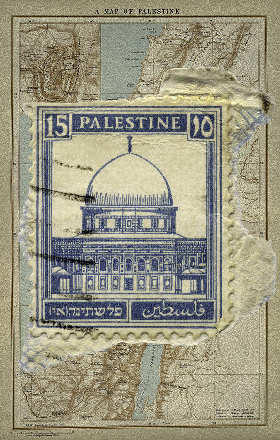 Old Palestine Stamp Superimposed Upon Map of Palestine 1881 Photograph by Phil Cardamone