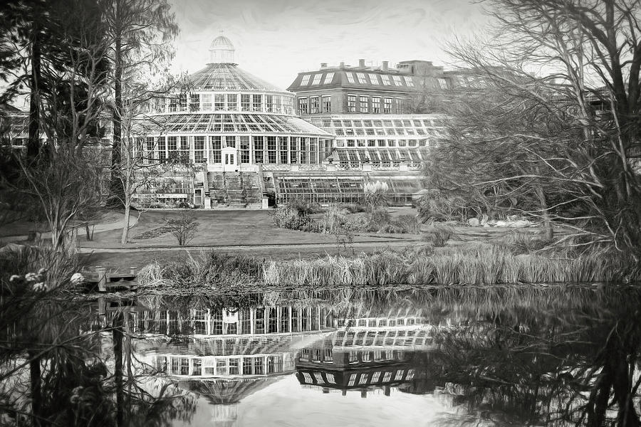 Architecture Photograph - Old Palm House Copenhagen Botanical Garden Denmark Black and White by Carol Japp