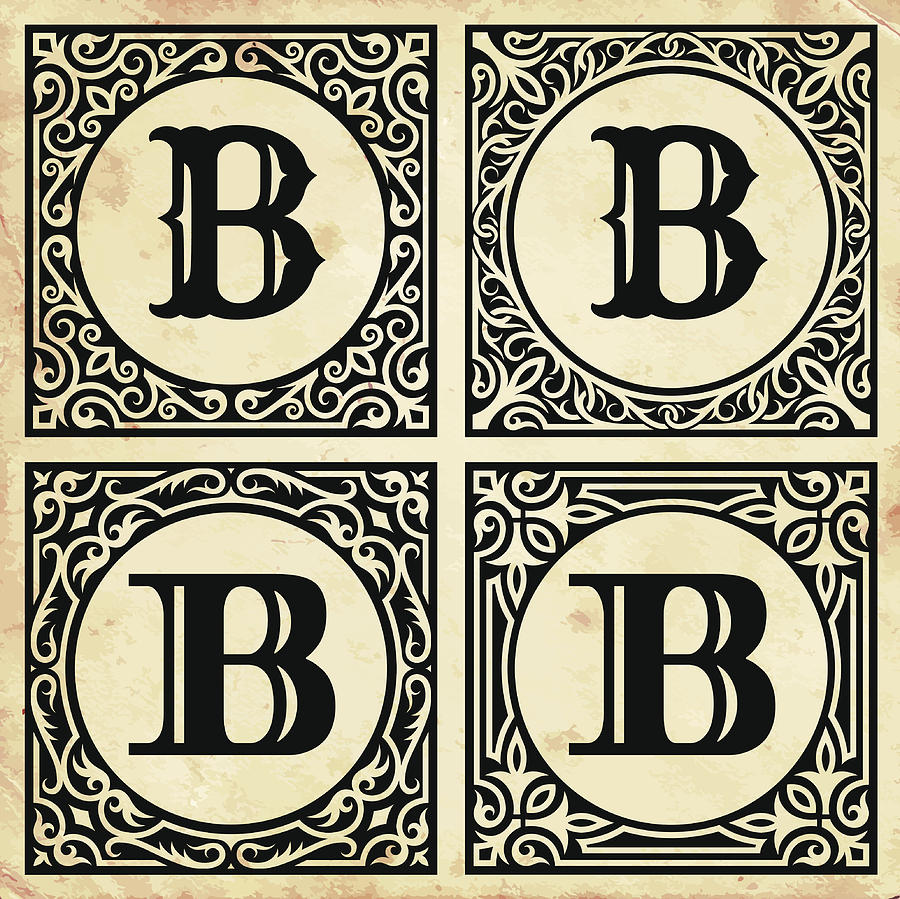 Old Paper with Decorative Letter B Drawing by Bubaone