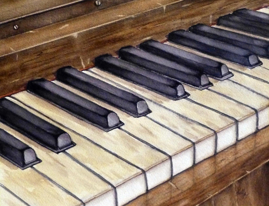 Old Piano Keys Painting by Kelly Mills