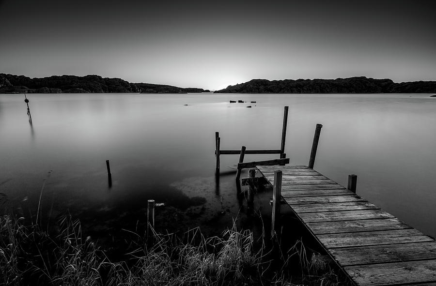 Old Pier After Sunset in Black and White Photograph by Nicklas Gustafsson