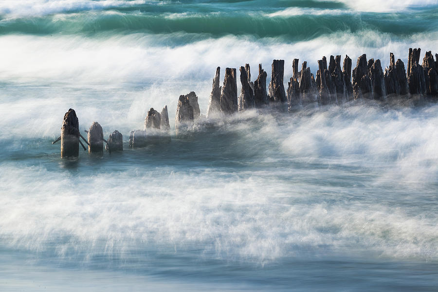Old Piling and Big Waves Photograph by Douglas Allen Old Piling and Big Waves Photograph by Douglas Allen