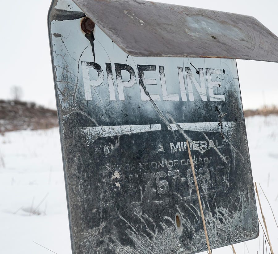 Winter Photograph - Old Pipeline Sign by Phil And Karen Rispin