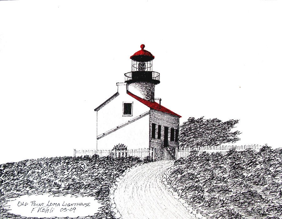 Old Point Loma Lighthouse Drawing Drawing by Frederic Kohli - Pixels