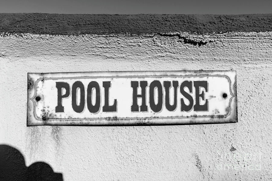 Vintage Photograph - Old Pool House Sign Black and White by Trekkerimages Photography