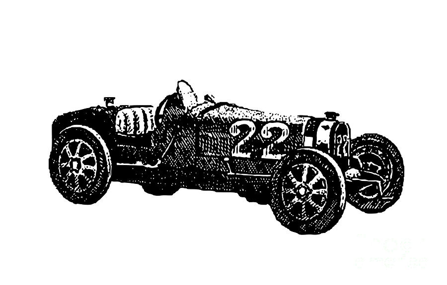 Old Race Car Drawing by Pete Klinger