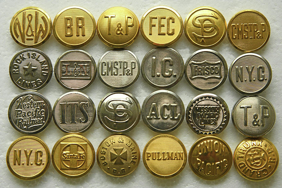 Railroad Memorabilia Photograph - Old Railroad Uniform Buttons by Robert Tubesing