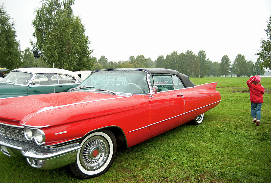 Old Red American Car In Sweden Photograph