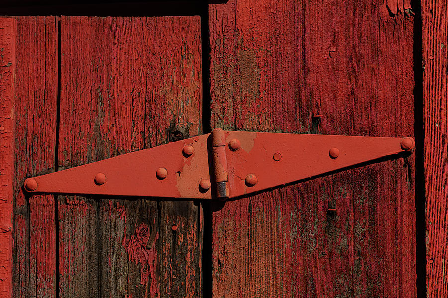 Barn Photograph - Old Red Barn Hinge by Garry Gay