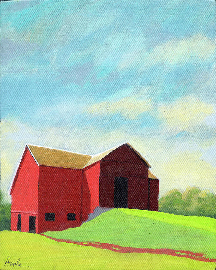 Old Red Barn - Ohio countryside Painting by Linda Apple