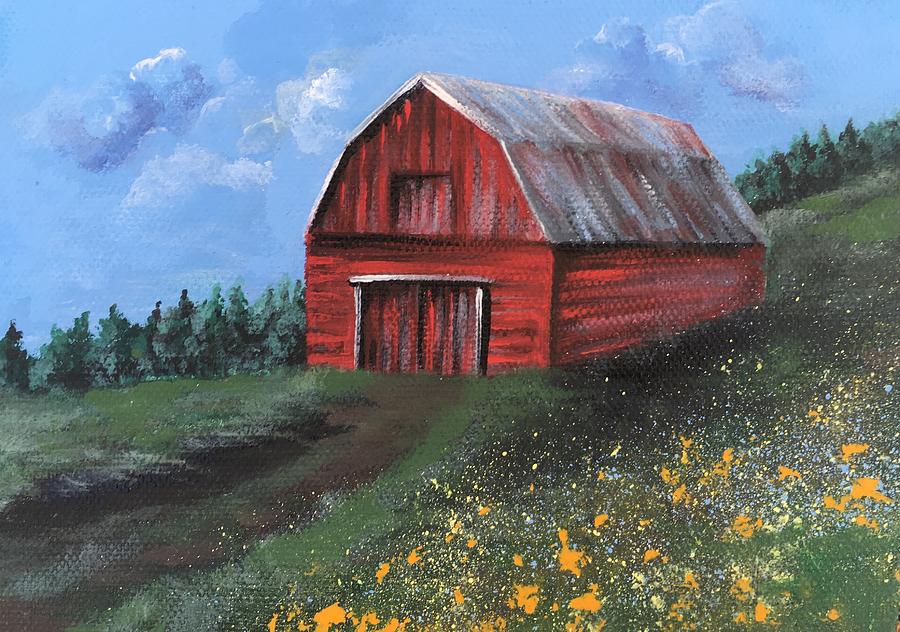 Old Red Country Barn Painting by Pamela Pantuso - Pixels