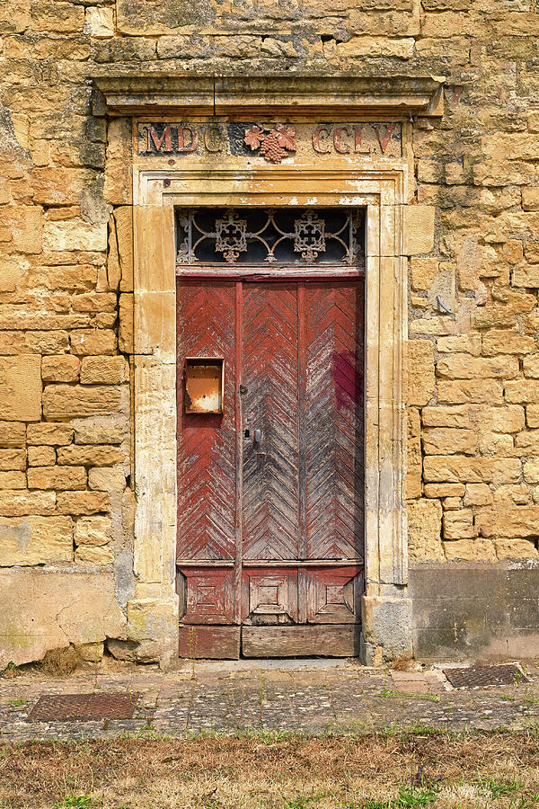 Old Red Door in France Photograph by Maria Meester
