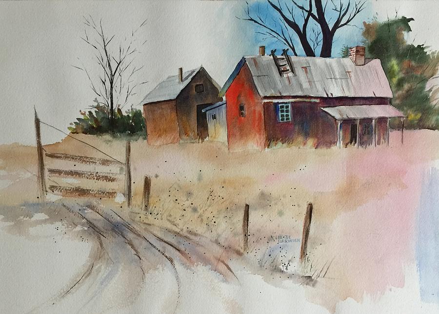 Old Red House Painting by Celeste Drewien
