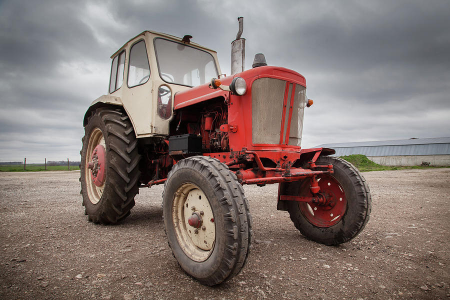 Old Red Russian Tractor Photograph