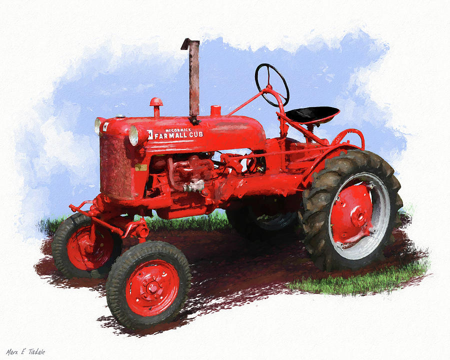 Old Red Tractor Mixed Media by Mark Tisdale