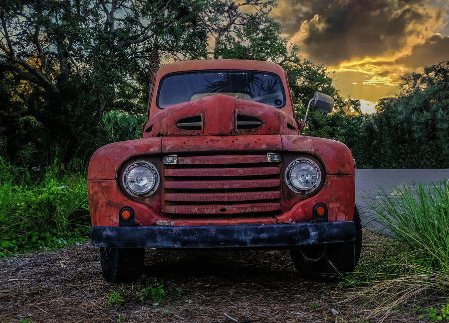 Old Red Truck at Sunset Photograph by Darryl Brooks