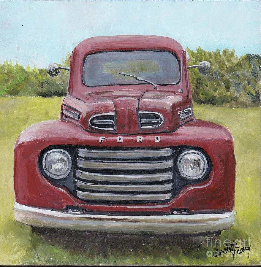 Old Red Truck Painting by Charlotte Yealey