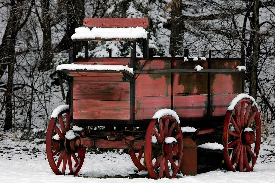 Old Red Wagon Photograph by Charles Wood II