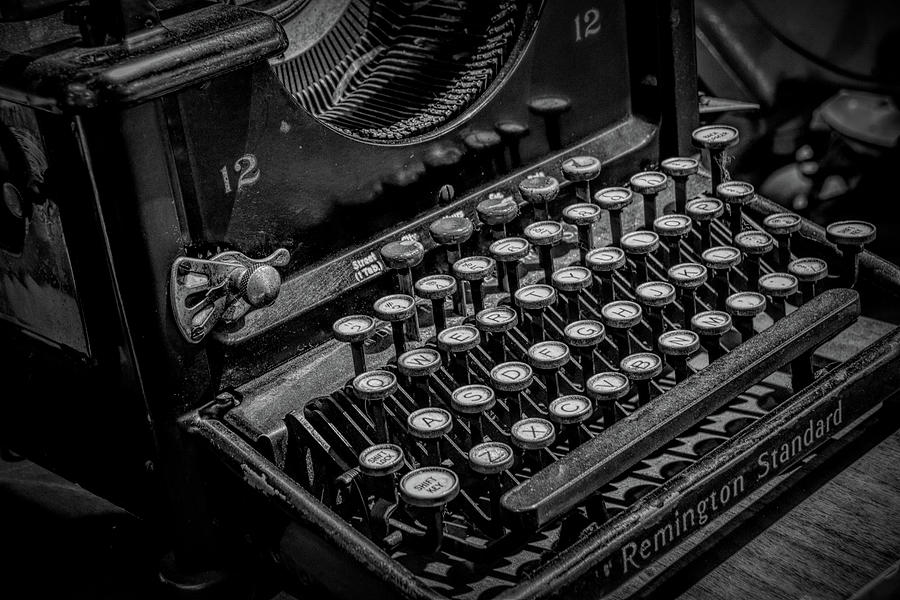 Old Remington Typewriter Black and White Photograph by Kristia Adams
