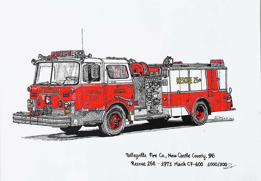 old fire truck drawing
