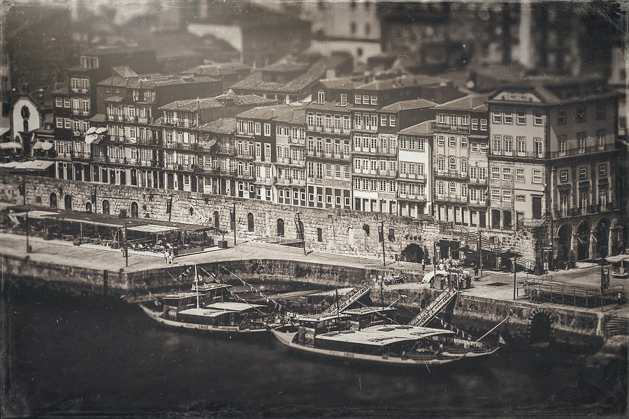 Old Ribeira Porto Vintage Sepia  Photograph by Carol Japp