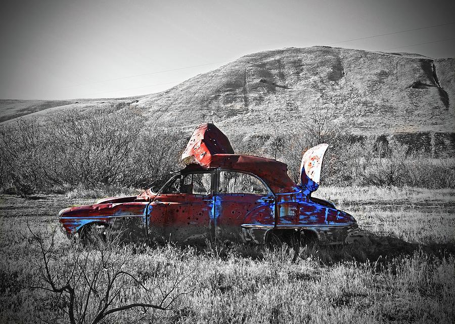 Old Rock Creek Abandon Car  Digital Art by Fred Loring
