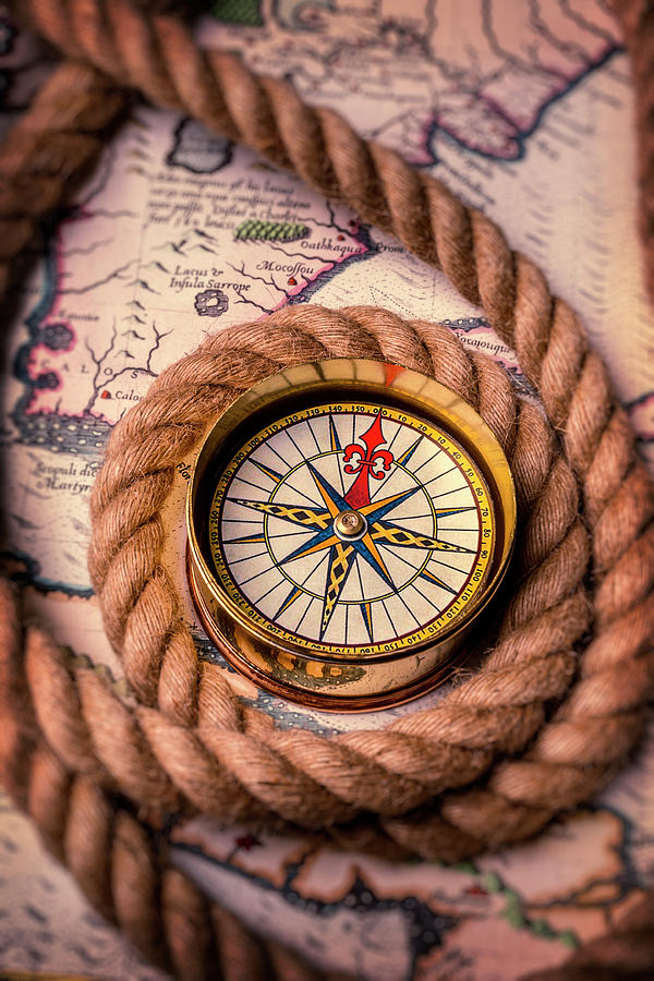 Old Rope And Compass Photograph by Garry Gay