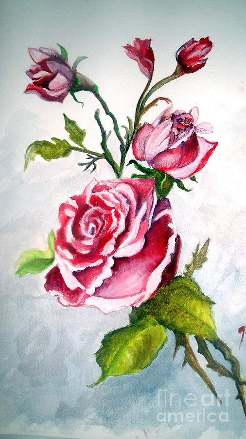 Old Rose in Pink Painting by Carol Grimes