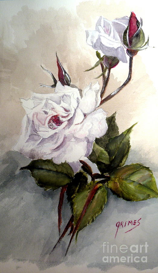 Old Rose White Painting by Carol Grimes