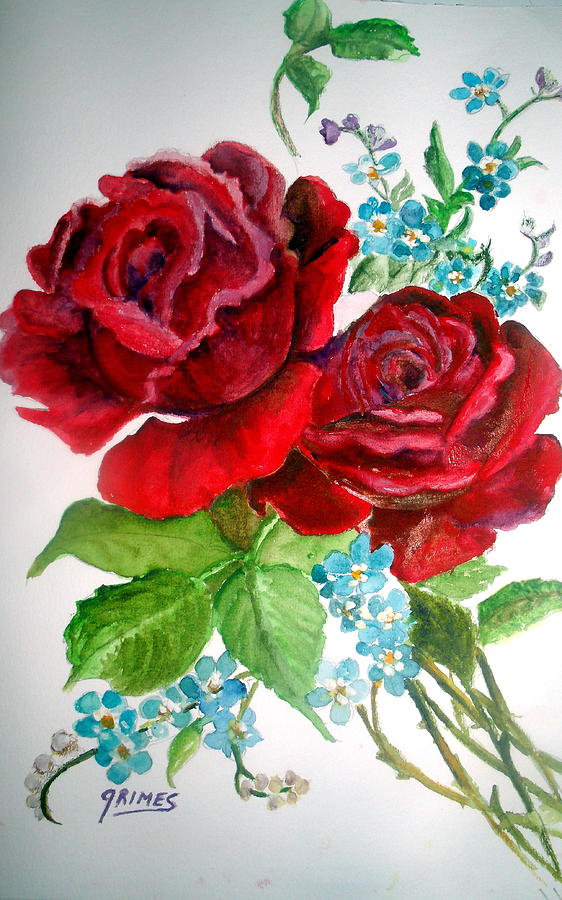 Old Roses in Red Painting by Carol Grimes