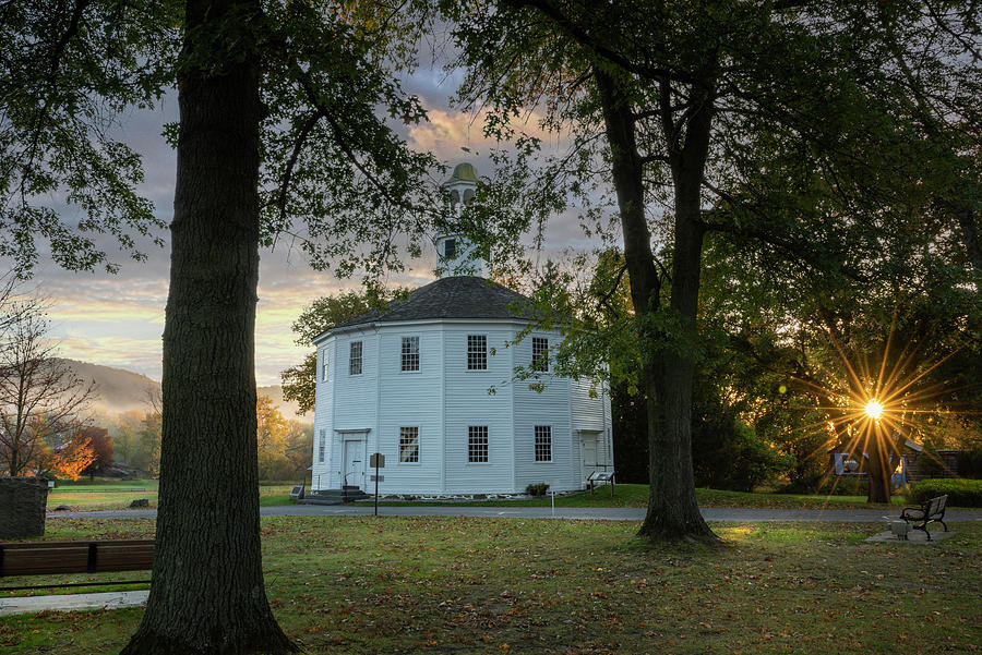 Richmond Vermont - Classic Old Round Church Autumn Sunrise Photograph by Photos By Thom