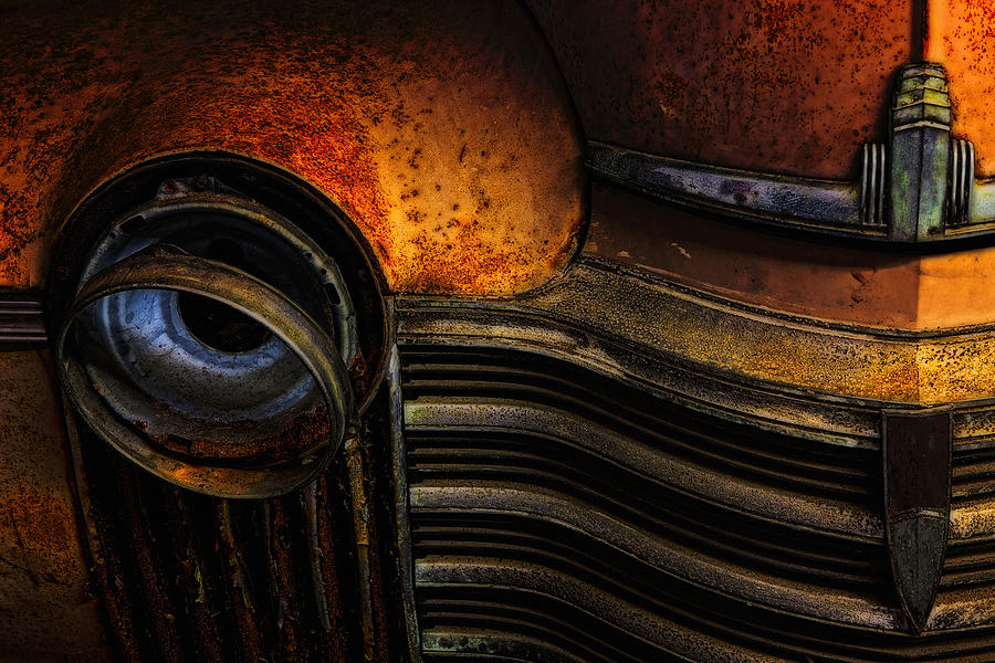 Old Rusted American Car, Front Detail, 1941 Oldsmobile Series 60 Photograph by Bim