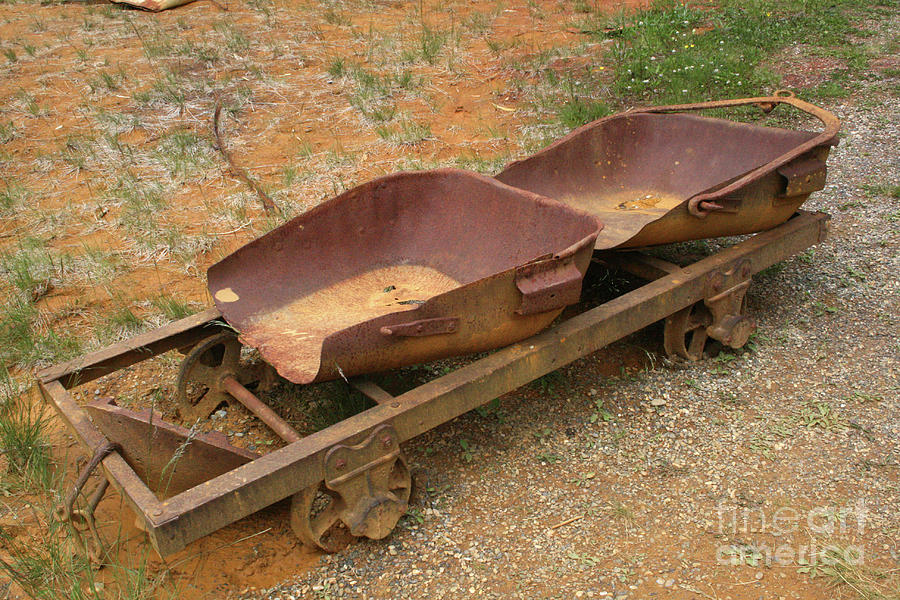 Bed Photograph - Old Rusted Miners Cart by Mary Mikawoz