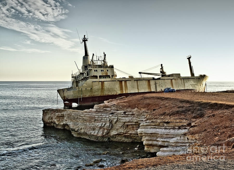 OLD RUSTED ROTTEN FORGOTTEN SHIP,  Cyprus Photograph by Tatiana Bogracheva