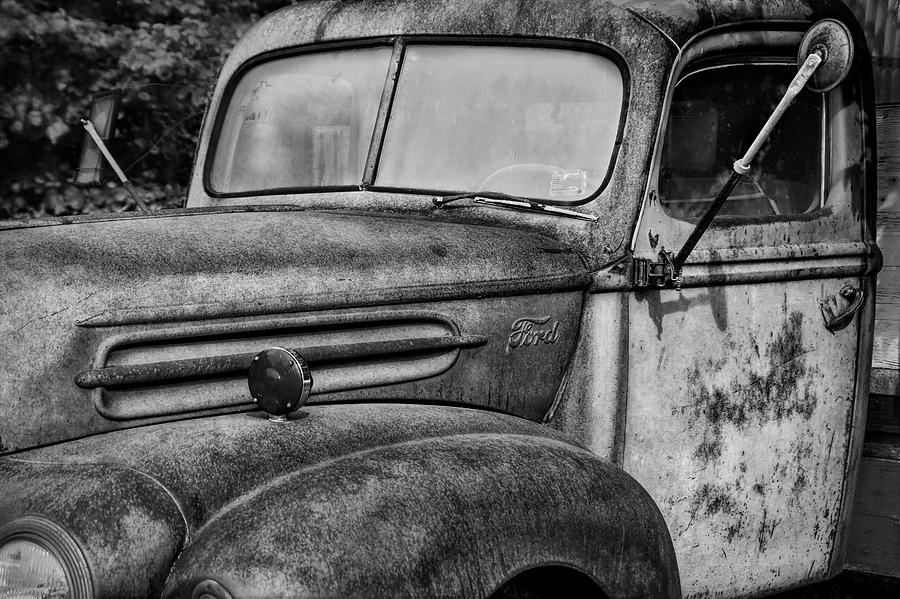 Old Rusted Truck Black And White Photography Photograph by Ann Powell