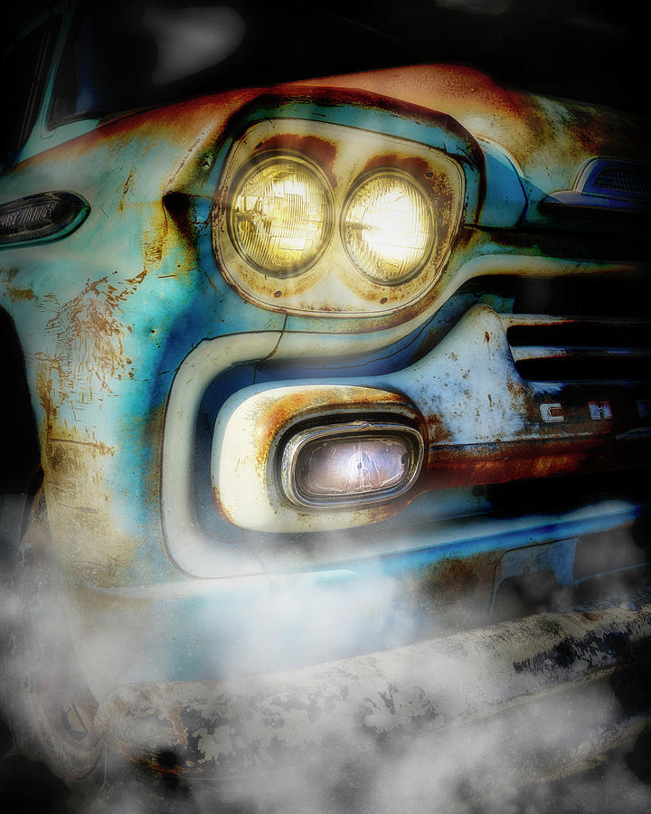 Old Rusted Truck In Fog Photograph by Ann Powell