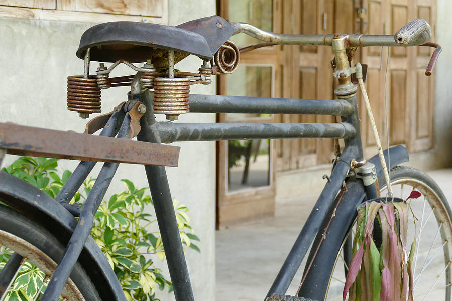 Old Rusty Black Bicycle Photograph by Psisa