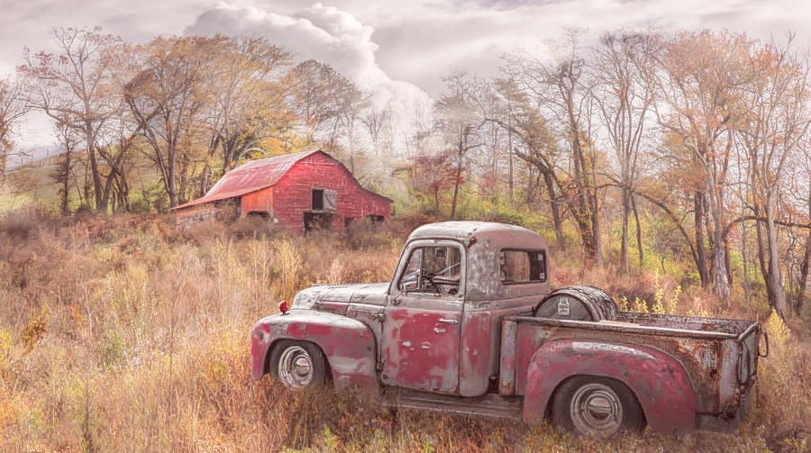 Old Rusty Truck along the Autumn Backroads in Country Colors Photograph by Debra and Dave Vanderlaan