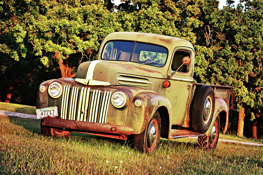 Vintage Digital Art - Old Rusty Vintage Truck by Gaby Ethington