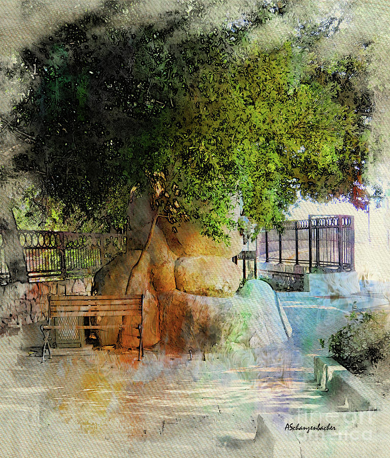 Old Sacramento Waterfront Rest Area Digital Art by Aurelia Schanzenbacher