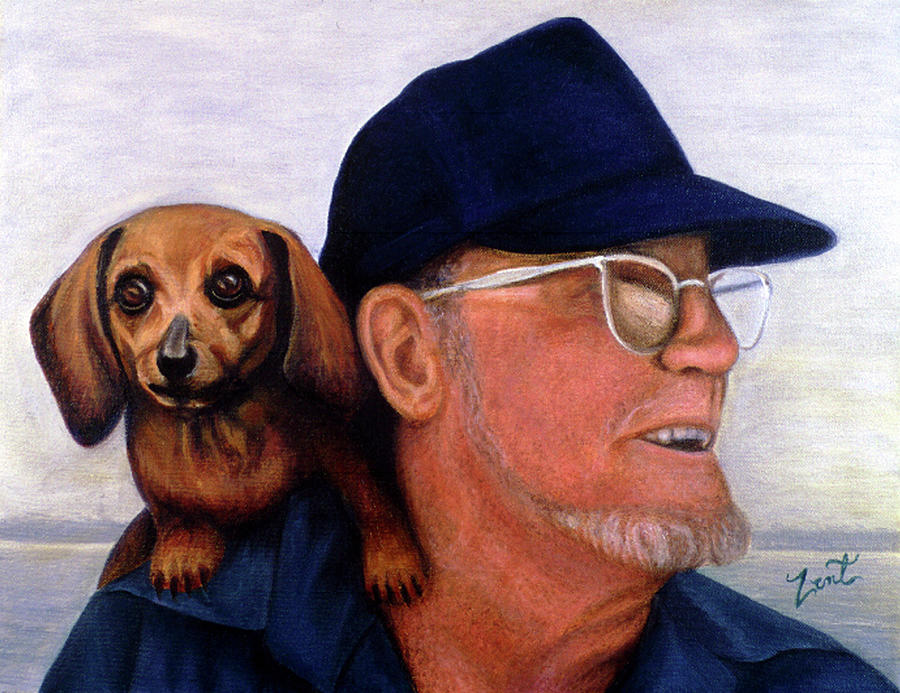 Old Salt And His Dog Painting by June Pauline Zent