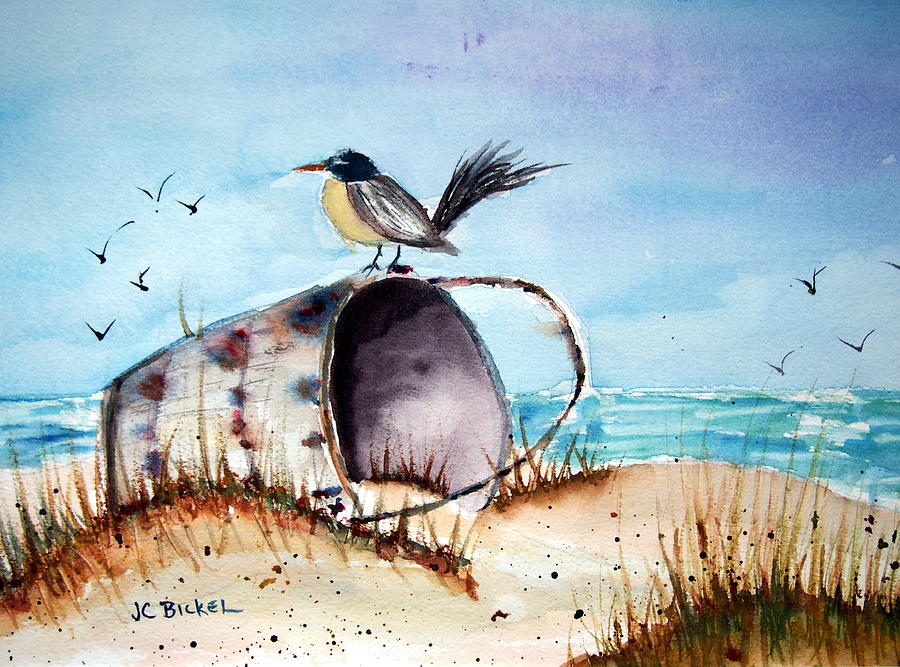 Old Sand Bucket Painting by Jacquelin Bickel