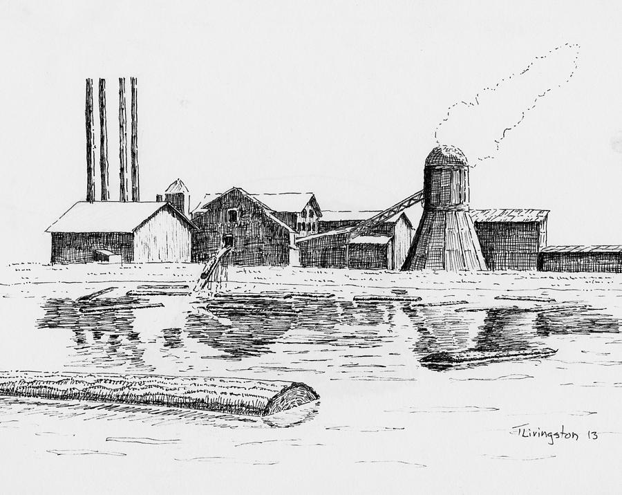 Old Sawmill Drawing by Timothy Livingston