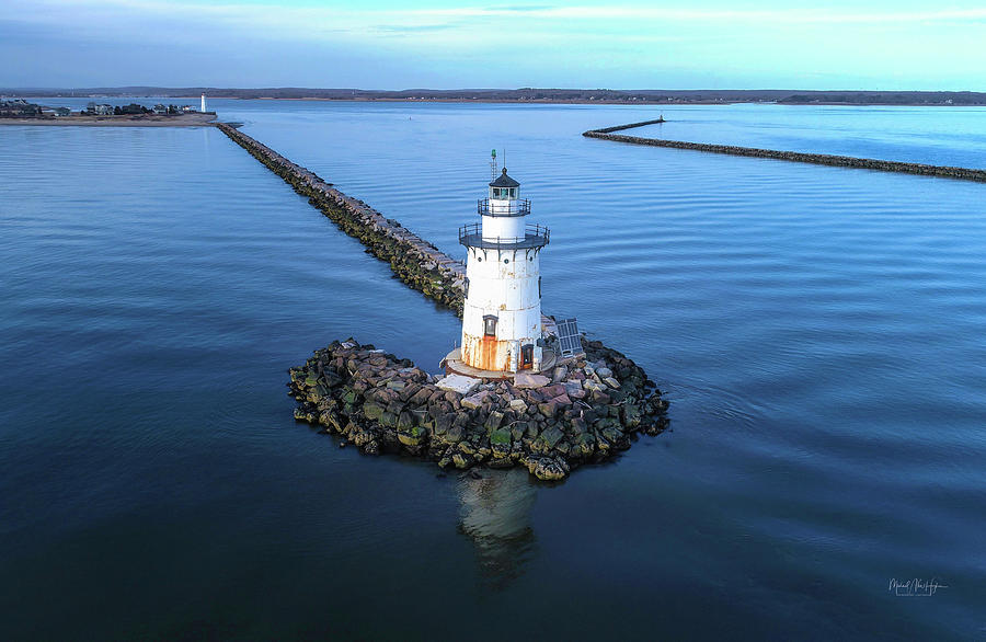 Old Saybrook Outer Lighthouse Photograph by Veterans Aerial Media LLC