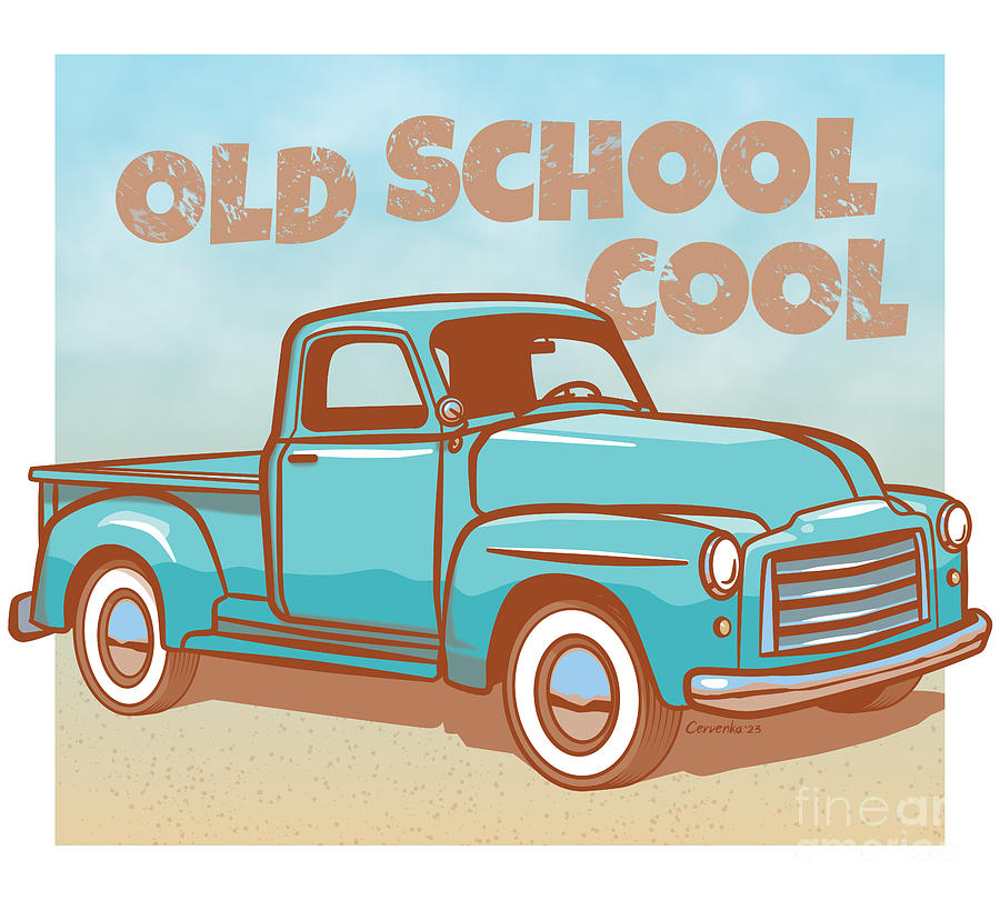 Old School Cool Pickup Truck Drawing by Sue Cervenka