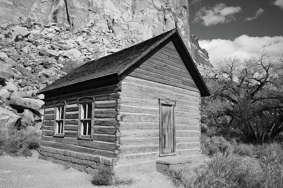 Old School House At Capital Reef Utah Black And White Photograph